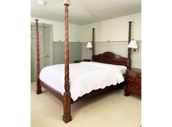 A Carved Mahogany Queen Size Four Poster Bedstead