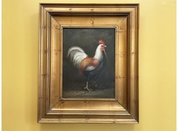 A Vintage Oil On Canvas, Rooster Themed, Signed Edwin