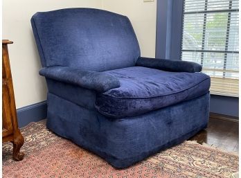 A Double Wide Skirted Velveteen Arm Chair By Greystone Home Collection