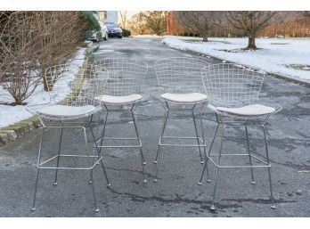 Set Of Four Alphaville Design Bertoia Wire Counter Chairs