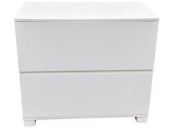 West Elm White Lacquer Parsons Two Drawer Filing Cabinet (1 Of 4)