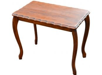 Vintage Wood Side Table With Pie Crust Edge