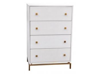 CB2 Ivory Shagreen Embossed Tall Four Drawer Chest