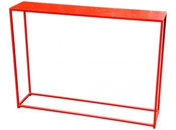 CB2 Cherry Red Slim Metal Console Table