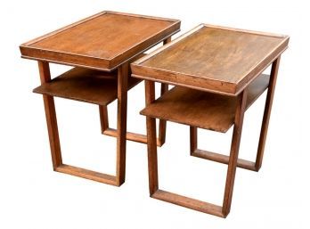 Pair Of Superior Table Mid-Century Modern 1949 Wood Side Tables