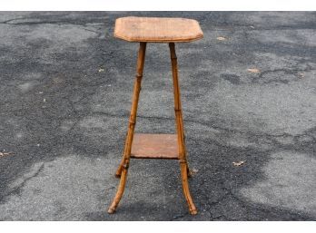 Antique Pedestal Stand With Bamboo Legs