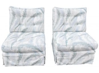 Pair Of Mid-century Custom Made Upholstered Swivel Chairs