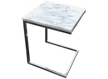 CB2 Smart Chrome C Table With White Marble Top