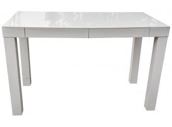 West Elm Parsons White Lacquer Two Drawer Desk