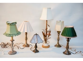 Collection Of Six Table Lamps With Custom Made Shades