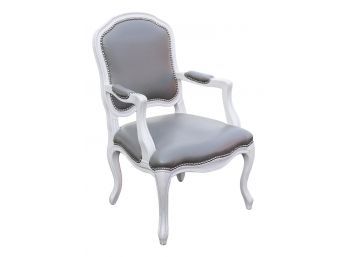 CB2 Stick Around White-Grey Arm Chair