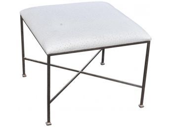 Lillian August Ostrich Leather Stool With Chrome Base