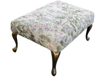 Vintage Tapestry Footstool With Brass Legs