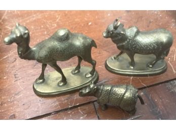 THREE Exotic Brass Animal Figures