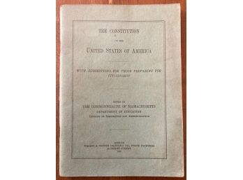 1922 Massachusetts Preparation For Citizenship Booklet