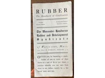 Stock Prospectus For Worcester, Mass Company RUBBER