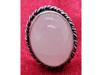Size 8 Sterling Silver Plate With A Beautiful Rose Quartz