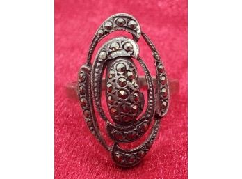 Size 6 Sterling Silver4 With Marcasite In A Victorian Design