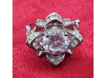 Size 7 Sterling Silver Unique And Impressive With CZ's All The Way Around