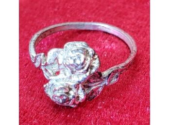 Size 7 Sterling Silver Ring With Two Roses