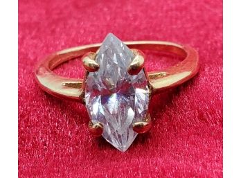Size 7 1/2 Gold Plated Engagement Ring With A Large CZ