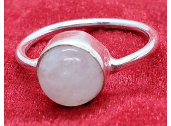 Size 6 1/2 Sterling Silver Plate With A Round Moonstone