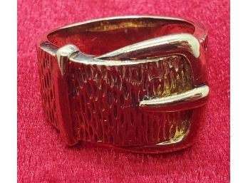 Size 10 Sterling Silver With Gold Overlay Belt Buckle Ring