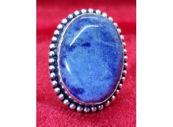 Size 7 Sterling Silver Plate With Large Lapis Lazuli ~ 7/8' X 5'8'