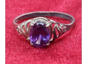 Size 9 Sterling Silver With A Lovely Faux Amethyst