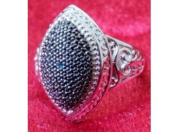 Beautiful Size 5 Sterling Silver Designer Ring 'KARIS' ~ 5.84 Grams