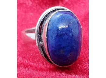 Size 7 Sterling Silver Plate With Lapis Lazuli