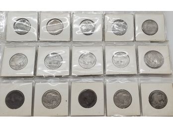 Lot Of 15 Vintage Coins ~ 10 Are US Buffalo Nickles And 5 Appear To Be Early Barber Dimes