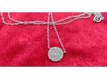 18' Sterling Silver Necklace With A 3/8' Sterling Silver Rhinestone Charm