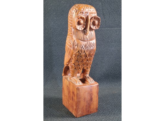 Vintage Mid Century Modern Carved Wood Owl Figurine