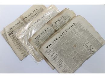 Four Antique New York Herald Newspapers From Jan. 7, 1863, Sept. 7, 1864, Aug. 13, 1866 & May 9, 1865