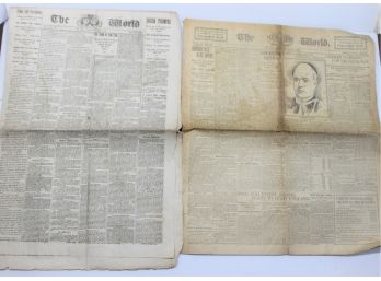 Pair Of Antique The World Newspapers From Saturday, December 3, 1870 & Monday, January 1, 1900