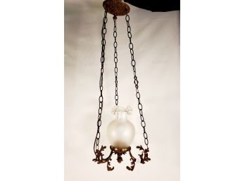 Antique Victorian Electric Converted Gas Hanging Ceiling Light Fixture