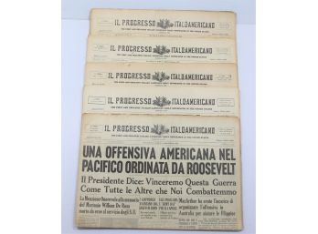 Vintage Lot Of Five IL Progresso Italo - Americano Newspapers 1945 & 1946 Era - Lot 1