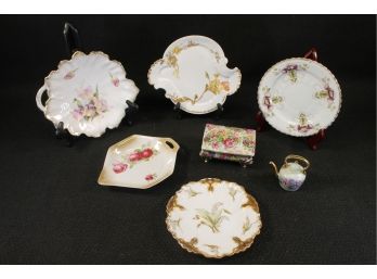 Vintage Mixed Lot Of Nine Pieces Of Porcelain Including Lefton, Limoges France, Etc.