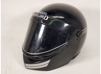 Vintage 1975 Black Shoei ZV Motorcycle Helmet With Dragard Wind Screen - Size Medium