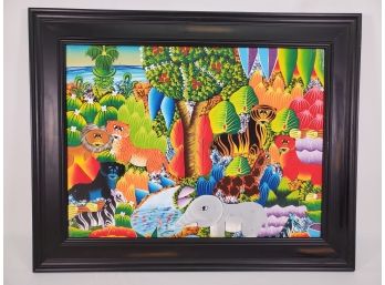 Vibrant Framed Painting Of Animals In The Jungle