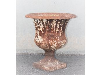 Large Vintage Metal Flower Urn - Just The Right Balance Of Rust And Paint