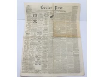 Antique Thursday Morning, June 27, 1861 Boston Post Newspaper