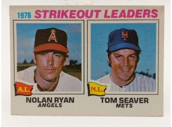 1975 Strikeout Leaders Nolan Ryan And Tom Seaver Vintage Baseball Collectible Card