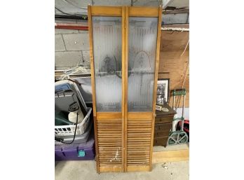 Antique Bifold Door With Etched Glass