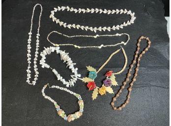 Wonderful Lot Of Shell And Wooden Beaded Necklaces