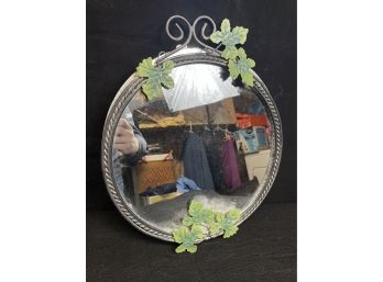 Metal Wall Mirror With Leaves