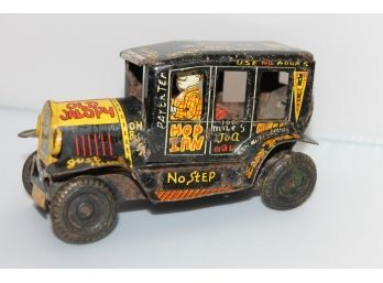 Old Tin Litho Toy Car With Driver GREAT GRAPHICS