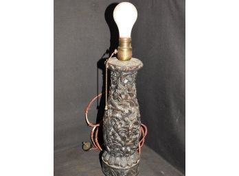 Very Old WORKING Wooden Carved Ornate Figural Table Lamp