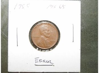 1955 MS 65 Error Lincoln Penny